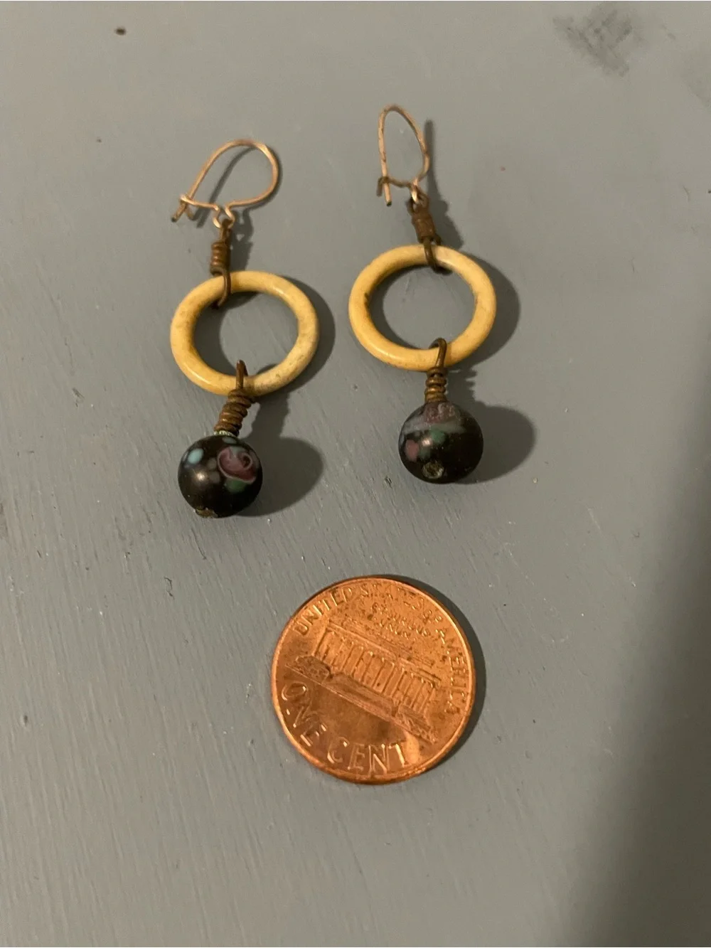 Vintage Clay, Lucite and 14KT Gold Earrings